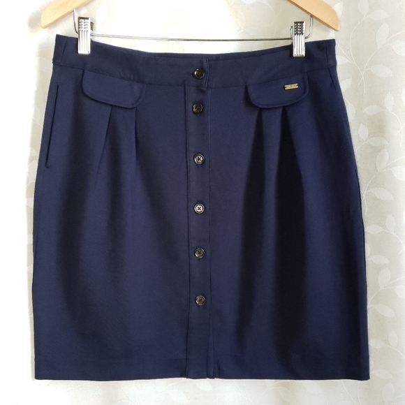 Tommy Hilfiger Retro Sailor Button Front Knit Skirt With Pockets Navy Medium - Picture 2 of 13
